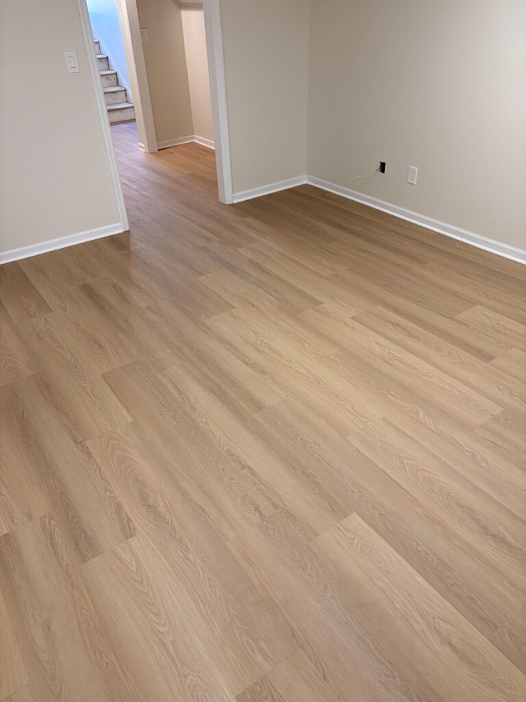 Finished light wood-look planks after detailed placement