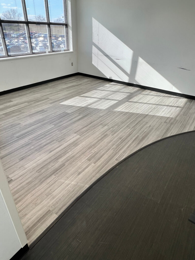 Completed patterned carpet tile field