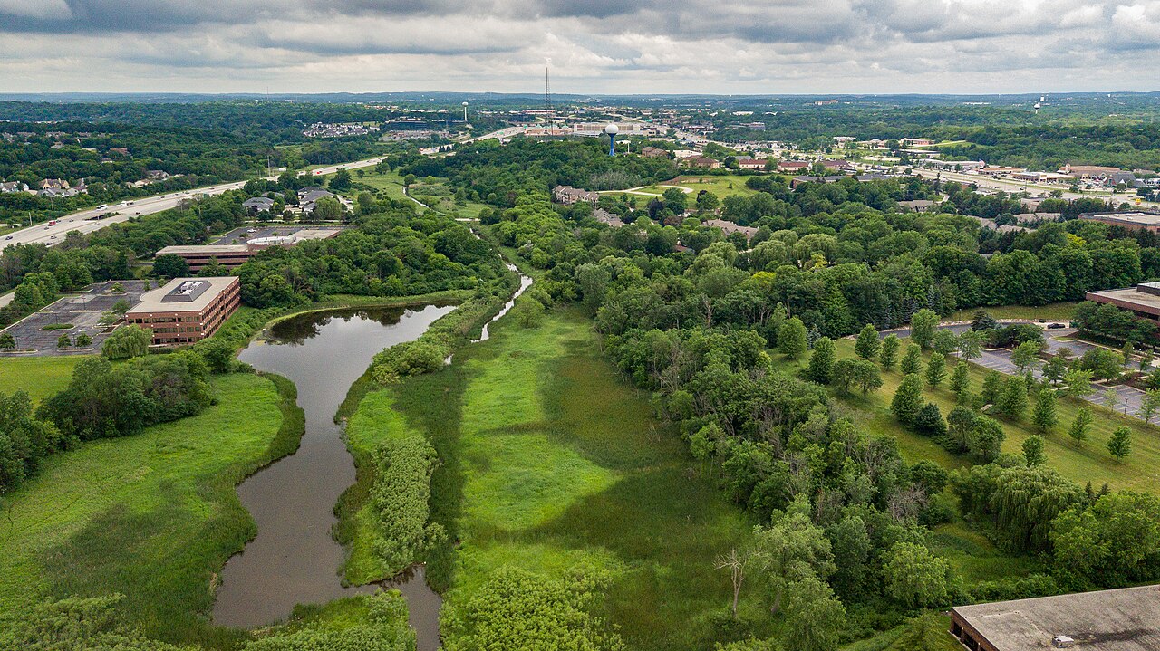 Brookfield office park and surrounding landscape