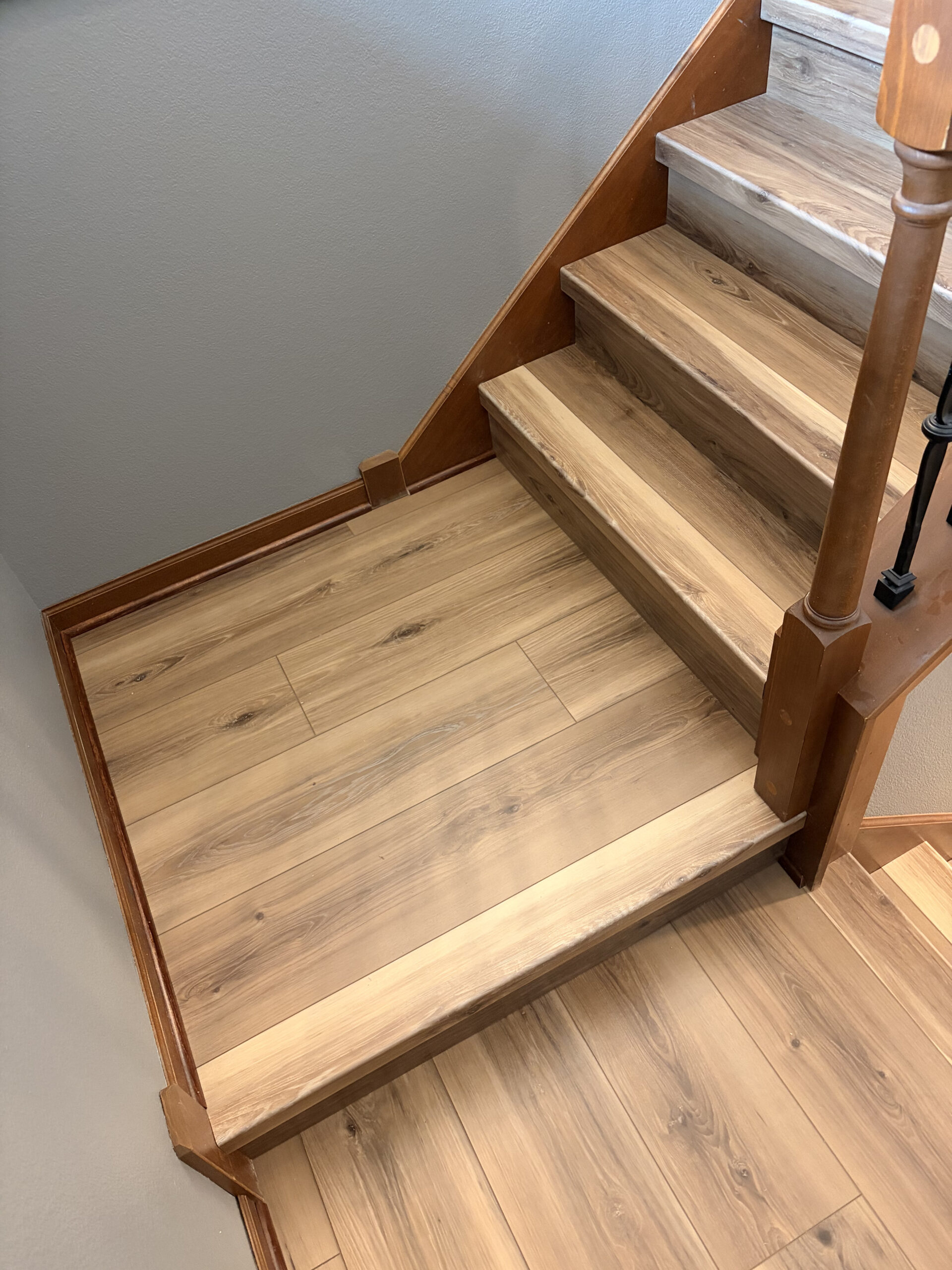 LifeProof 40-MIL LVP installed on the stairs and landing