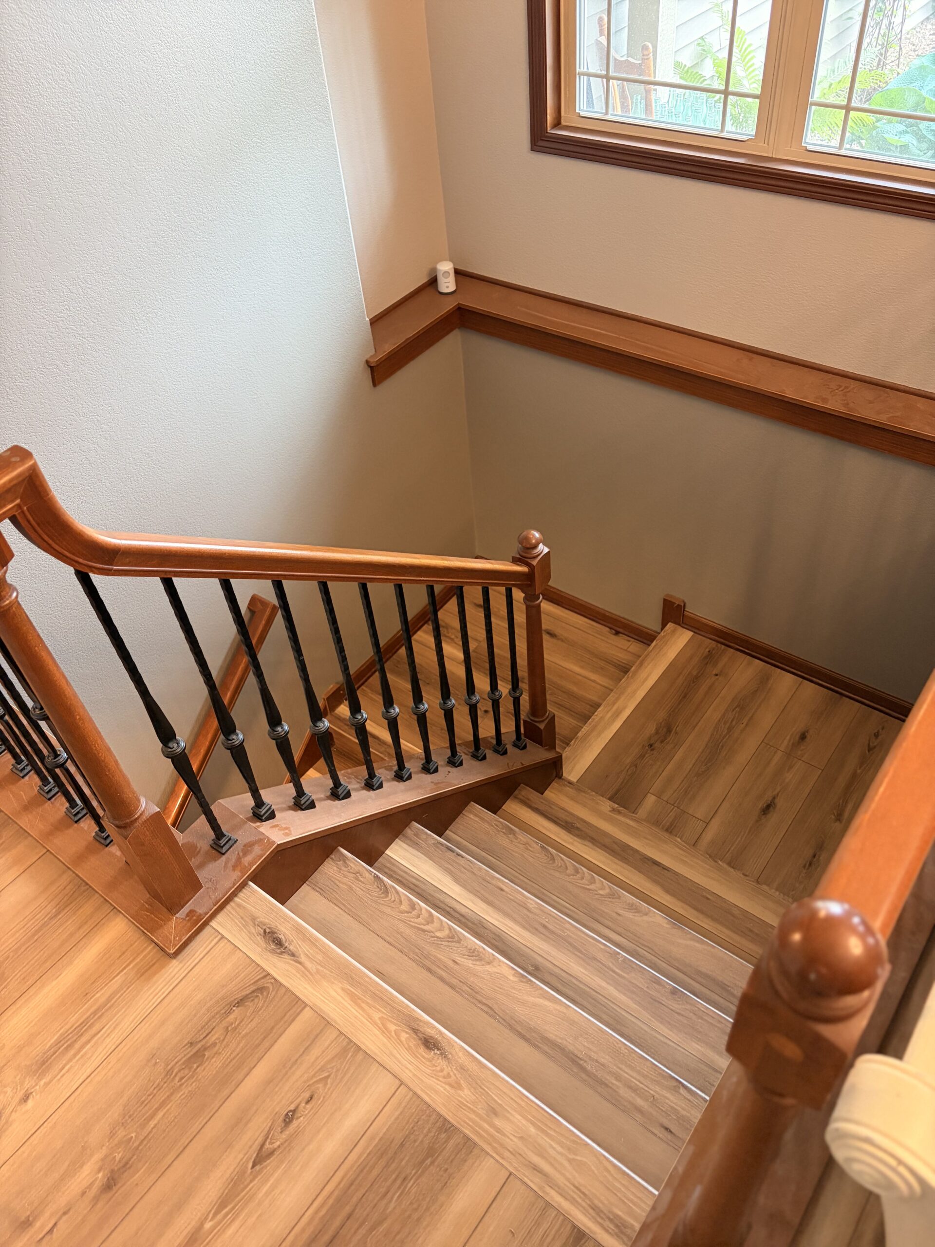 Stair and trim with finished LVP treads