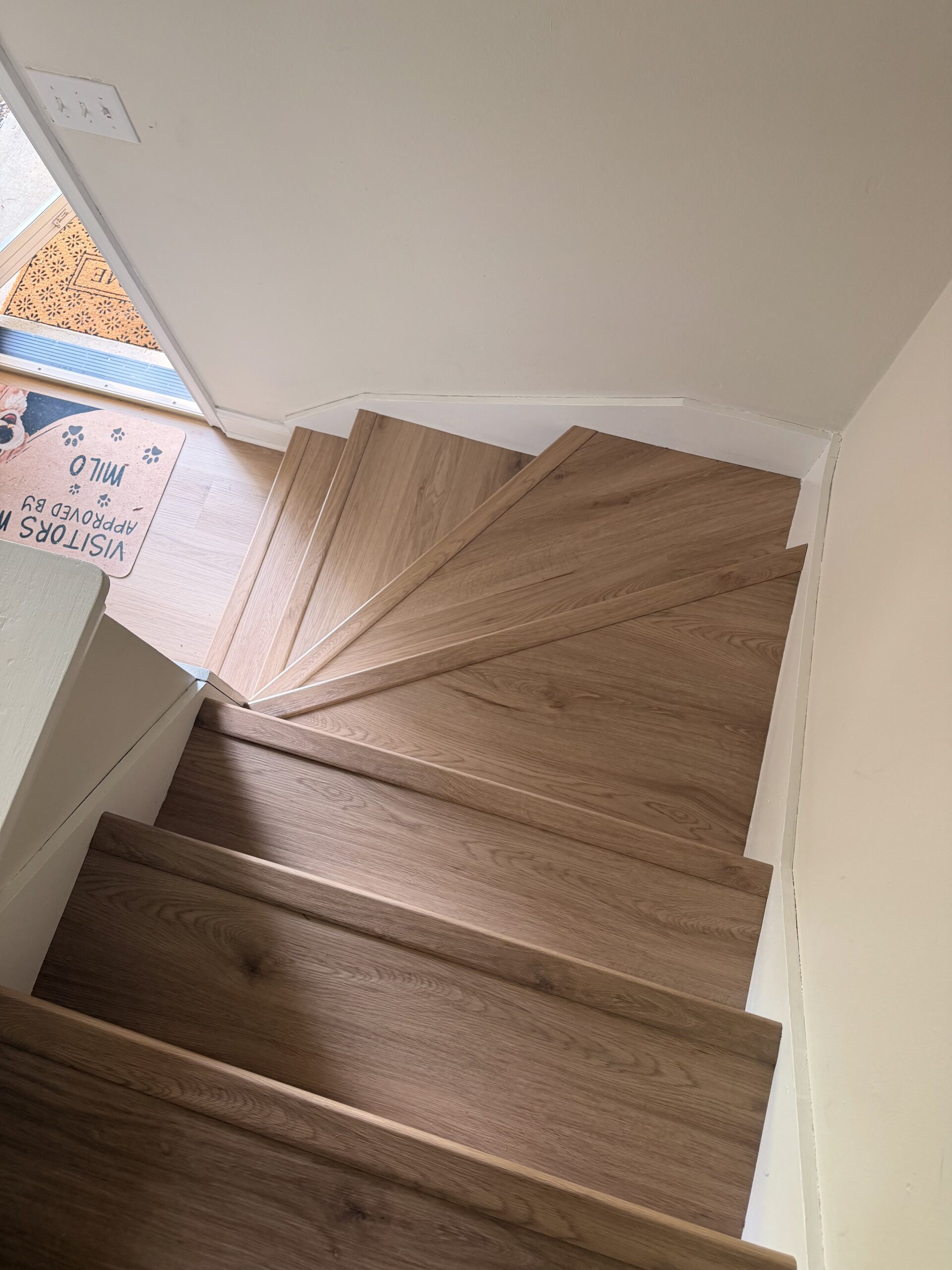 Light oak LVP stair winders