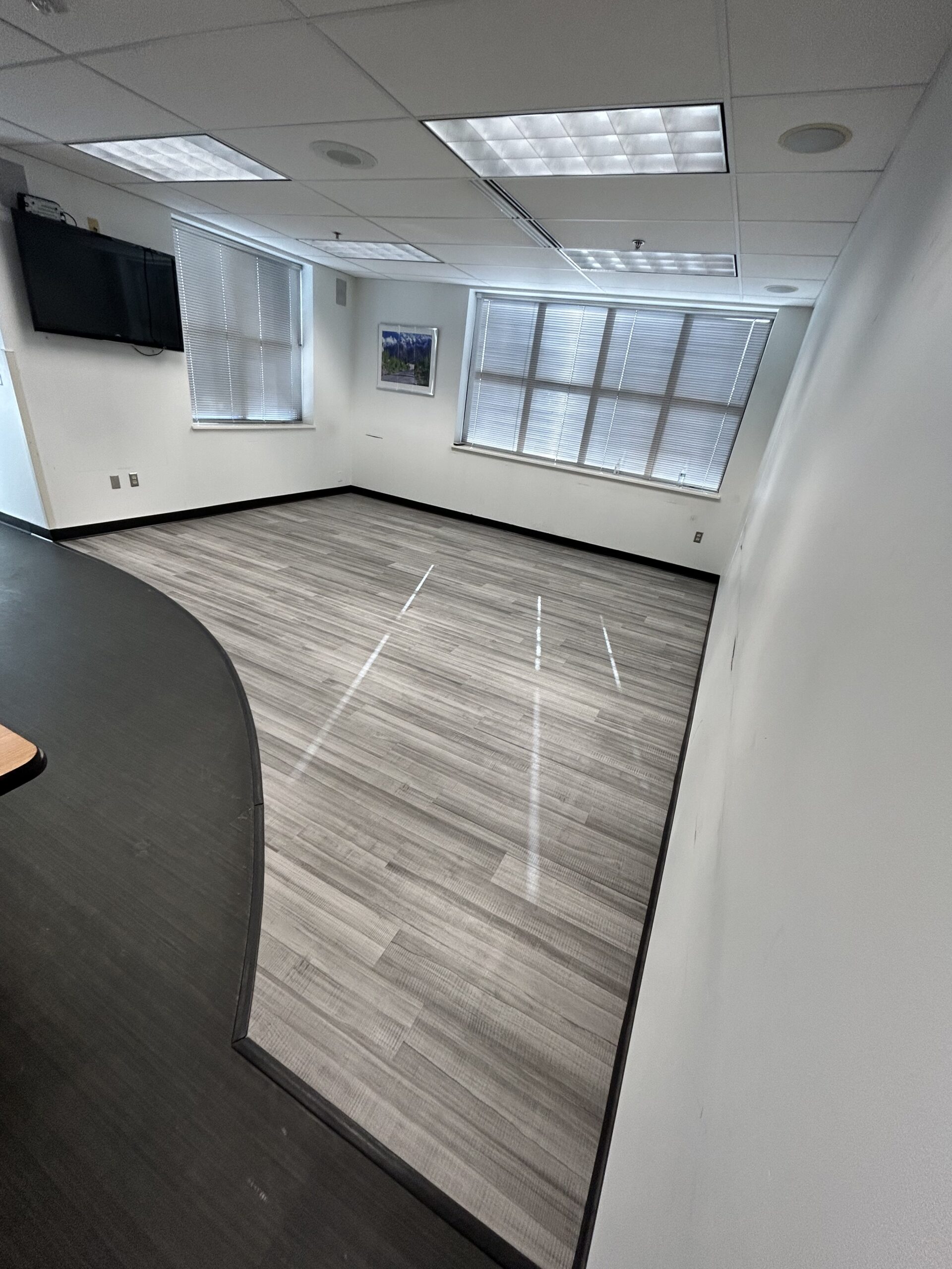 Finished commercial office suite with LVP and carpet tile