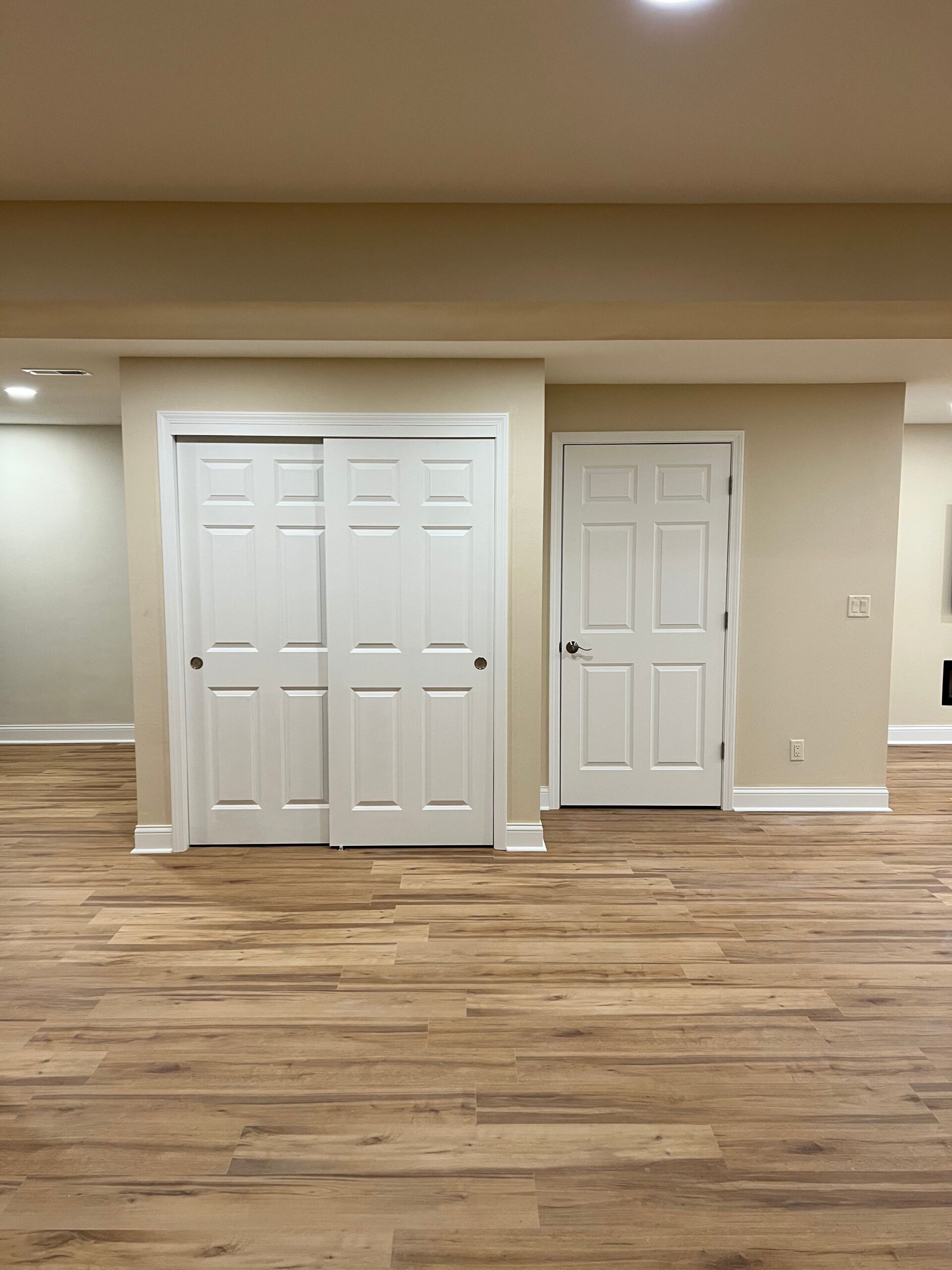 Finished basement door and trim installation