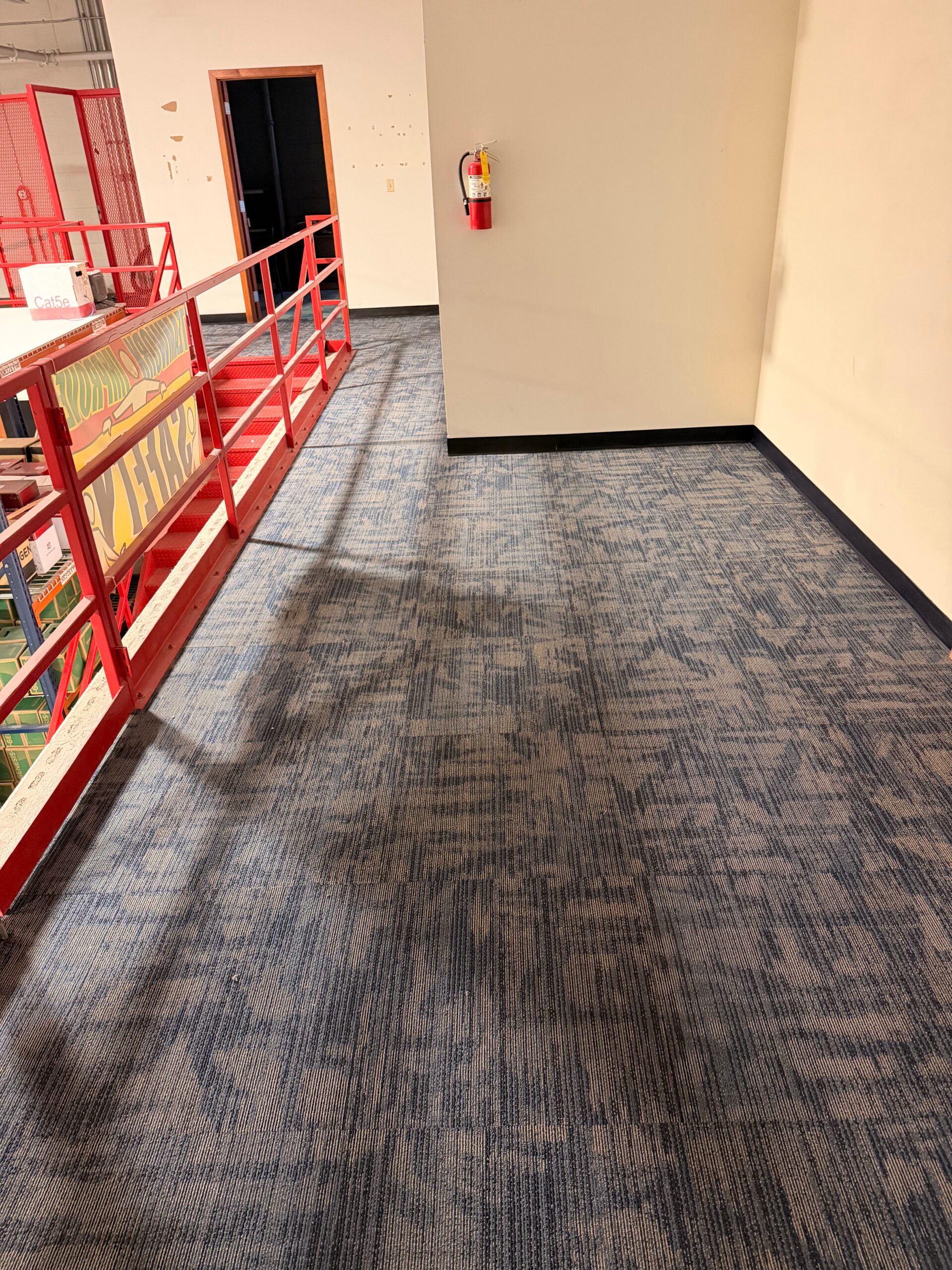 Completed commercial carpet tile installation